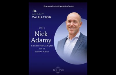 Economic Student Organization Presents: Nick Adamy, Feb. 3rd, 6:00-8:00 pm, Seidman College of Business Forum A
